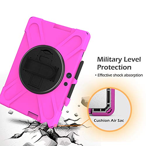 Coque Surface Pro X rose rouge avec béquille rotative et bandoulière ajustable - 5