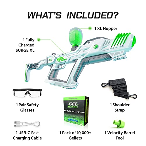Gel Blaster Surge Xl – Adjustable Blast Speed With Semi Or Automatic Modes, Adjustable Up To 250 Fps With 150 Foot Range, 10,000+ Eco-Friendly Ammo Gellets & More – Mess Free Fun Ages 14+ (1Pk) #TOP5