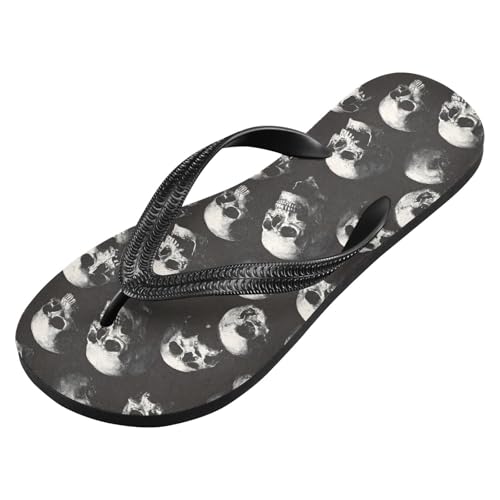 Flip Flop Sandals Dark Skull Print for Women Men Beach Outdoor XS2