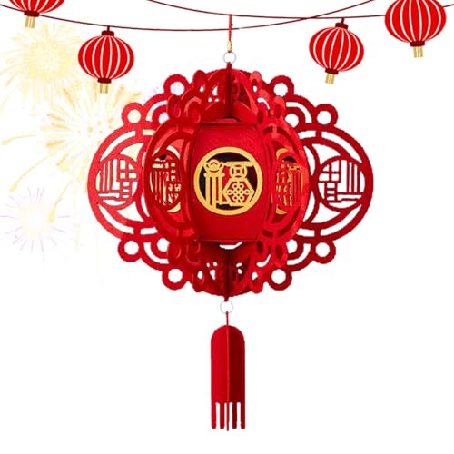 Farolillos chinos rojos, linterna de año nuevo - Linterna china del personaje de oro Fu feliz | Decoraciones de Año Nuevo Lunar, Linterna tradicional china para Festival de Primavera, Festival de