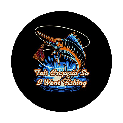 Felt Crappie So I Went Fishing Introvert Lakes Antisocial PopSockets Swappable PopGrip, Black - Image 3