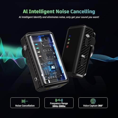 Image of String Swing Wireless Microphone with Noise Cancellation, Collar Mic for YouTube Video Recording and Vlogging, Wireless Mic Compatible with DSLR, iOS and Android