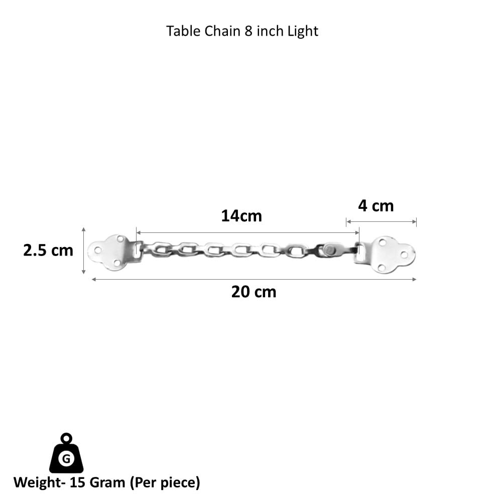 RAB Table Chain Stainless Steel for Table, Doors, Window, Cupbord (Code:- TBL Chain Light, Size- 8 inch, Finish- Silver, Pack of 2 PCS) — Amazon image 3