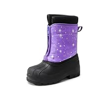 DREAM PAIRS Boys Girls Waterproof Winter Snow Boots,Size 2 Little Kid,Purple/Multi,KSTAR