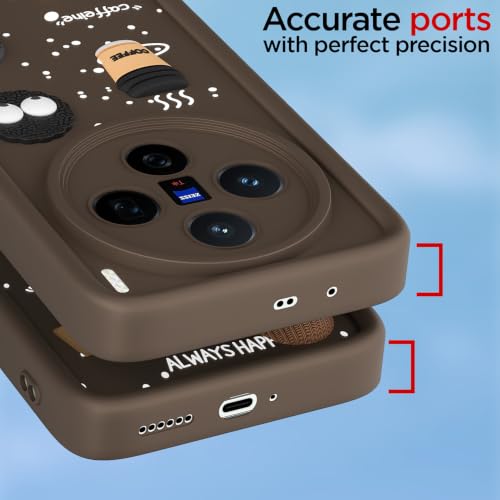Image of Pikkme Back Cover for Vivo X200 5G | 3D Bear Silicone Cute & Fun Coffee Cartoon | Full Body Protection Bumper Case (Brown)
