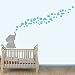 Elephant Wall Decal, Jungle Stickers, Nursery Decals, Teal Grey Large Decal