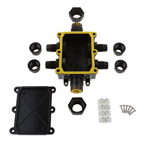 Preisvergleich Produktbild MagiDeal Schwarz Abzweigdose Klemmdose Wasserdicht IP66 Verteilerdose Verbindungsklemmen - 6 Anschlüsse