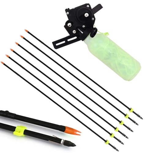 Archery Bowfishing Reel Kit - Bowfishing Arrows with Safety Slides for Compound & Recurve Bows