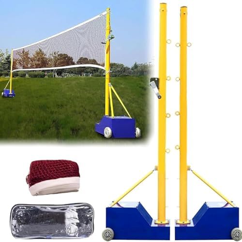Portable Volleyball and Badminton Net Stand, 2-in-1 Mobile Net Set for Easy Movement, Ideal for Tennis, Volleyball & Badminton Training - Blue