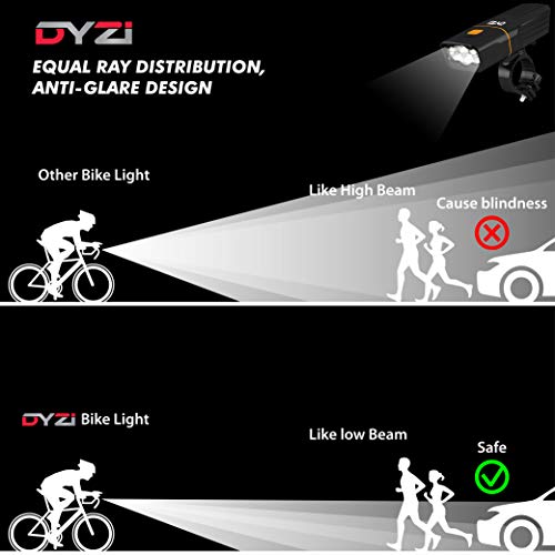 Set de Lumières pour Vélo DYZI Rechargeables par USB – Lumière Frontale Étanche - Feu arrière étanche Facile à installer et à monter & Batterie Utilisable comme Batterie Externe - Image 4