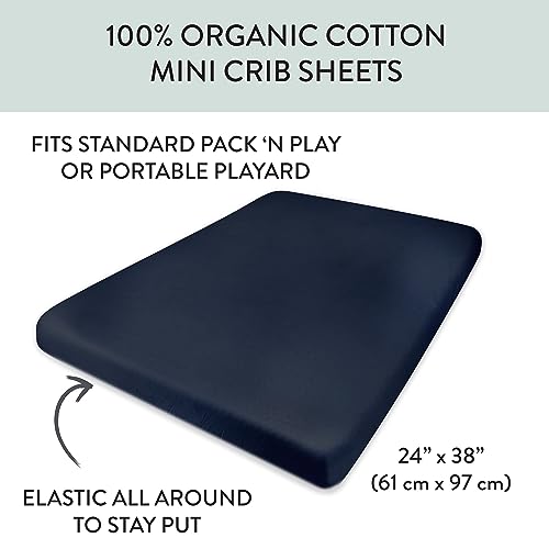 Image of HonestBaby Unisex-Baby Fitted Mini Crib Sheets Set Standard Mattress, 100% Organic Cotton Baby Boys, Girls, Neutral, 1 Pack - Gray Heather (Mini), One Size