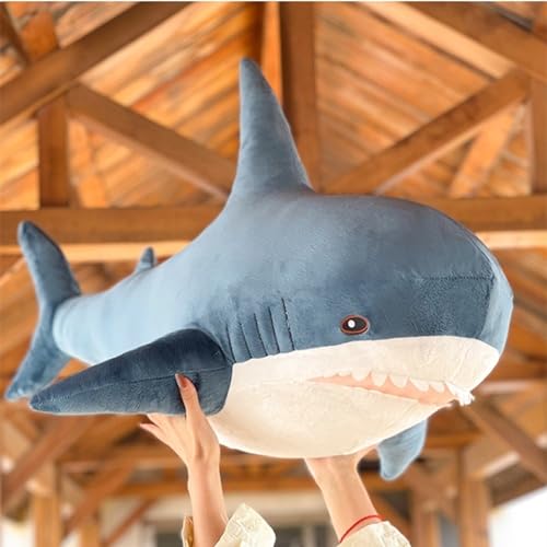 Image of 39.4 Inch XXL 15% Chubbier Weighted Giant Shark Stuffed Animal,Soft Chonky Shark Toys Shark Plush Pillows Stuffed Shark for Brave Boy's and Girl's Room Decor,Perfect Stress Relief for Women