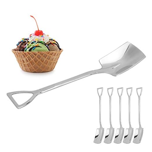Colheres de café expresso, colheres de café, 5 unidades de salada de café para iogurte de sorvete(Colher pá)
