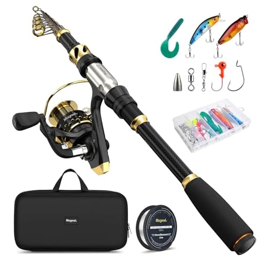Magreel Telescopic Fishing Rod and Reel Combo Set with Fishing Line, Fishing Lures Kit& Accessories and Carrier Bag for Saltwater Freshwater (A-Full Kit with Carrier Bag, 2.4M-7.87FT)
