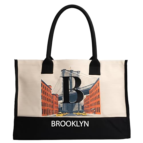 Image of Salt Earth Cotton Canvas Tote Bag - Alcatraz Island Landmark Design with Custom Initial, Durable Shoulder Bag for Women