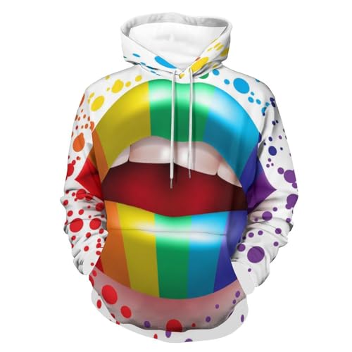Sweat à Capuche Lèvres Arc-en-Ciel Chaud à Manches Longues UMENG S