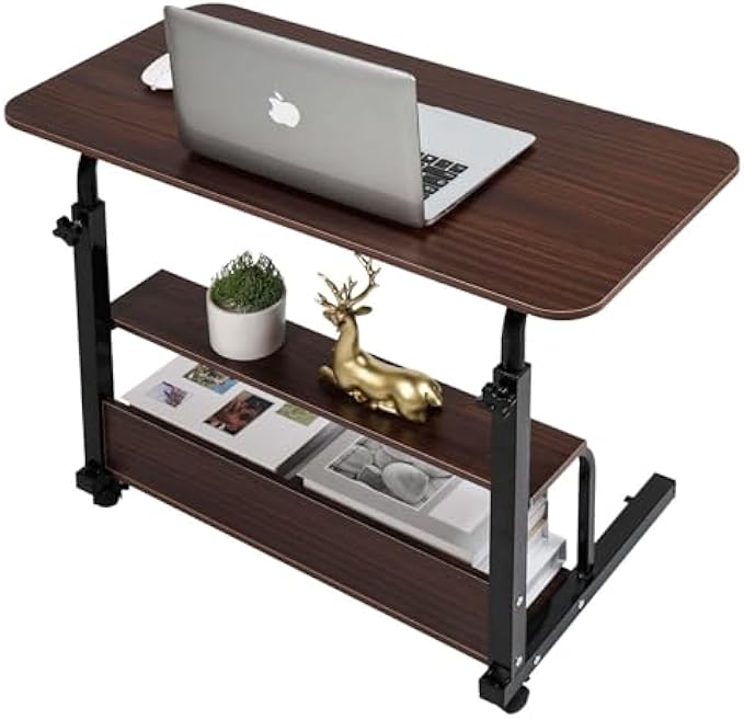 Small Desk for Laptop Small Space Portable Desk Living Room Sofa Bedroom Bedside with Storage Home Office Desk Adjustable Height Desk Removable Home Office Desk Furniture Size 32 * 16 inches White A