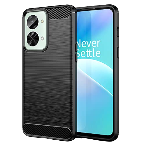 zZjoOoj Per Oneplus Nord 2T 5G Custodia, Cover per Telefono in Fibra di Carbonio TPU Leggera Antiurto Antigraffio [Protezione Anticaduta],Nero