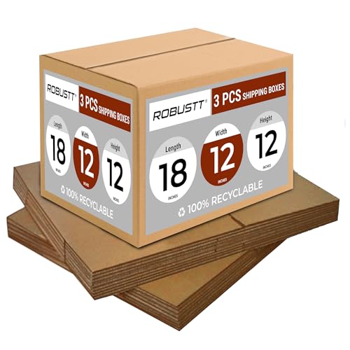 Image of Robustt 5 Ply 18 inchX12 inchX12 inch Cardboard Boxes for Packaging (Pack of 3) | Brown Corrugated Box for Packing | Shipping | Home Shifting | Parcel | Courier Packing box | Large Carton Box