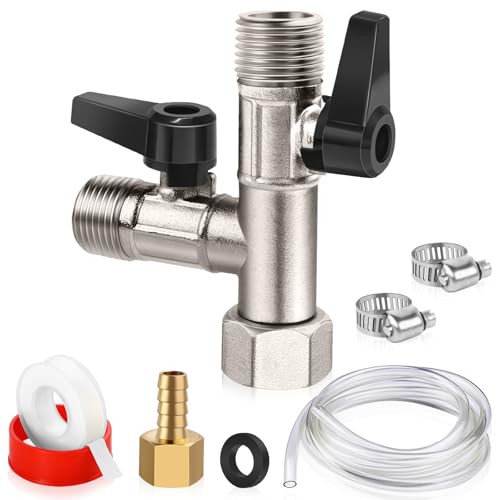 Boltigen RV Winterizing Kit, Brass Nickel Plated RV 3-way by-pass Diverter Valve Replacement Kit, 1/2NPT Boat Pump Converter winterizing Kit for Fill