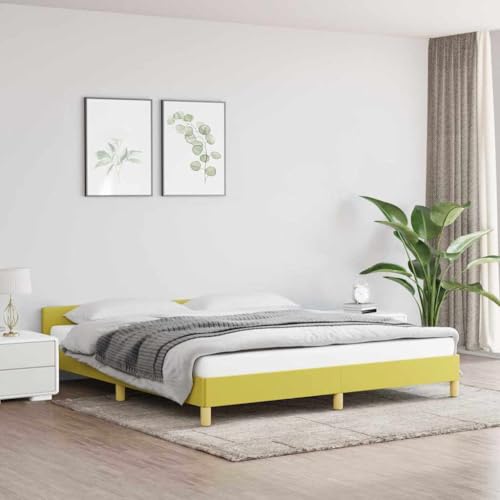 vidaXL Bettgestell mit Kopfteil, Bettrahmen mit Lattenrost, Bett Polsterbett mit Stützbeinen, Schlafzimmerbett Doppelbett, Grün 180x200cm Stoff