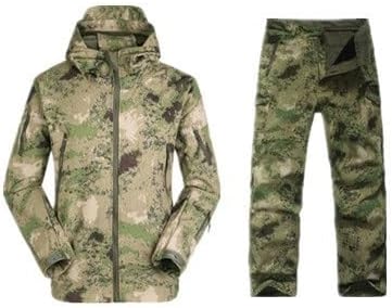 TAD Gear Tactical Softshell Camouflage Jacket Set Men Army Windbreaker Waterproof Hunting Clothes Set Military Outdoors Jacket(G,E)