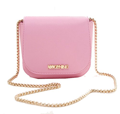 Hotportgift Women Fashion Hobo Bag Handbag Golden Chain,soft Patent Leather (Pink)