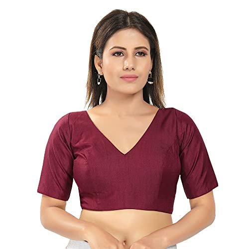 Image of Vamas Women's Silk Padded Self Design Half Sleeve Readymade Saree Blouse (VFJ-140)