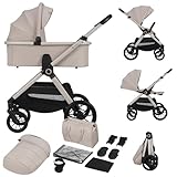 Lionelo Layla Kinderwagen 2 in 1 Kombikinderwagen (0-4 Jahre, bis 22 Kg), Babywanne und Sportsitz, Wendbarer Sportsitz, Liegeposition, PU-Räder, Federung, Wasserabweisendes UPF50+ Verdeck