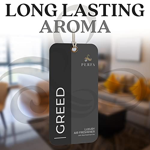 Greed Disposable Card Freshener for Men | Car Scents Air Freshener with Fragrance | Strong Car Perfume Air Freshener with Odour Eliminating Technology | Greed by Perfa - Image 4