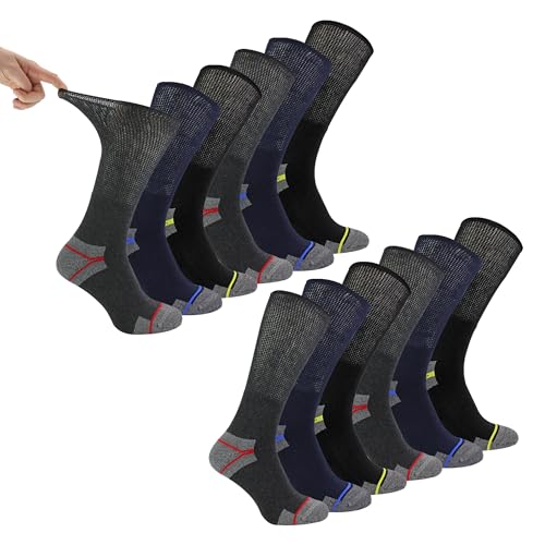 Chaussettes diabétiques respirantes homme sans élastique comprimant