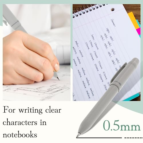 Sun-Star 2 In 1 Mechanical Pencil, 0.5 Mm & 0.3 Mm With Eraser, Drawing Writing Pen For Office Supplies, Powder Gray #TOP7