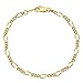 The Bling Factory 3mm 24K Yellow Gold Plated Figaro Bracelet, 7" + Microfiber Jewelry Polishing Cloth