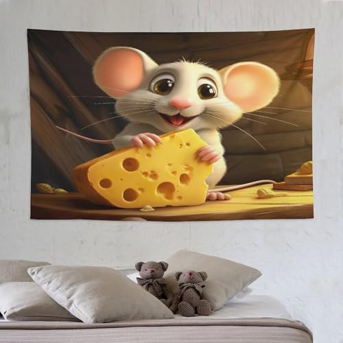 Souris animale tenture murale imprimée 3D grand tissu déco pour salon et chambre