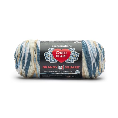 Image of Red Heart All in One Granny Square Aran - Soft Sky Yarn - 250g /8.8oz - 100% Acrylic - #4 Worsted (Medium) - 381m /417Yards - for Knitting, Crochet and Amigurumi, 3 Count (Pack of 8)