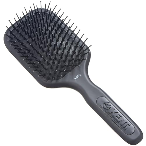 Kent AH9G Airhedz Cushion Paddle Brush Medium Fine Pins - Scalp Massaging Detangler for All Hair Types, Promotes Growth, Gentle on Scalp, Smooths and Styles, Ideal for Daily Use, Comfort Grip Handle