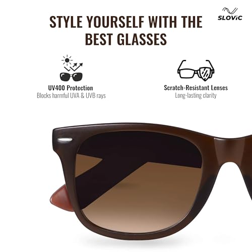 Image of SLOVIC Sunglasses for Men Stylist | UV Protection Goggles for Man | Lightweight & Durable Polycarbonate Material | Unisex Gift for Man & Women | Mens Fashion Sunglasses