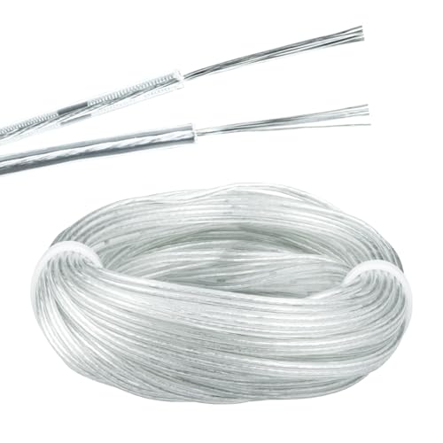 Urcianow 10 M Cable Transparente 2 Hilos Cable Paralelo Transparente de 0,08 mm² PVC 28AWG Flexible Paralelismo para Instalar Electrodomésticos de Baja Potencia