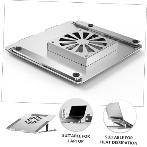 Base para laptop con ventilador 12cm y altura ajustable plateada miniatura 7