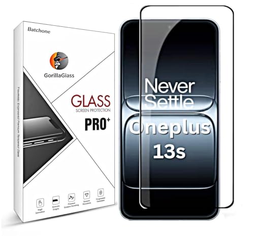 Image of BATCHONE Premium Tempered Glass Screen Protector Compatible for Oneplus 13s 5G (Black) with Edge to Edge Coverage and Easy Installation kit, Pack of 1