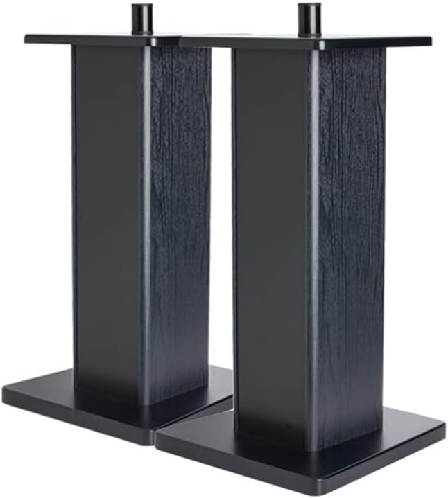 Heavy Duty Speaker Stands Pair, Floor Bookshelf Speaker Stands for Large Speakers, Wood Studio Monitor Stands, Surround Speaker Stands for Home KTV Hollowed Stands(Black,80cm/31.5in)