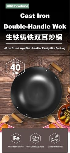Hivelane Wok de Hierro Fundido 40 cm miniatura 3