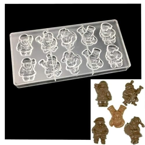 Polycarbonat-Schokoladenform, verschiedene Formen, 3D transparente handgefertigte Weihnachtsschokoladenform, Dessertform (Weihnachten A)