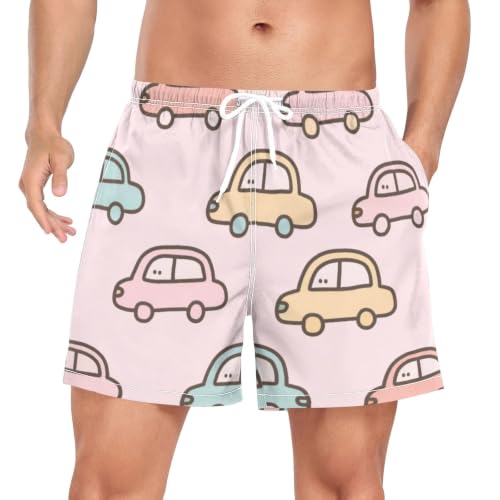 Bañador rosa de secado rápido con divertidas caricaturas