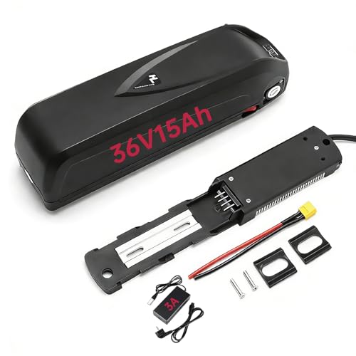 36 V/48 V E-Bike-Akku 13 Ah/15 Ah/17,5 Ah/18 Ah, Lithium-Ionen-Akku für Elektrofahrräder mit Ladestation für 36 V/48 V 250 W 350 W 500 W 750 W 1000 W Motor (36V 15AH)