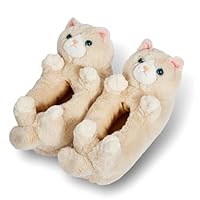 ooohyeah Kids Cute Animal Fuzzy Slippers, Funny Cat Cozy Non-Slip House for Boys & Girls, Molly, Size 1-4