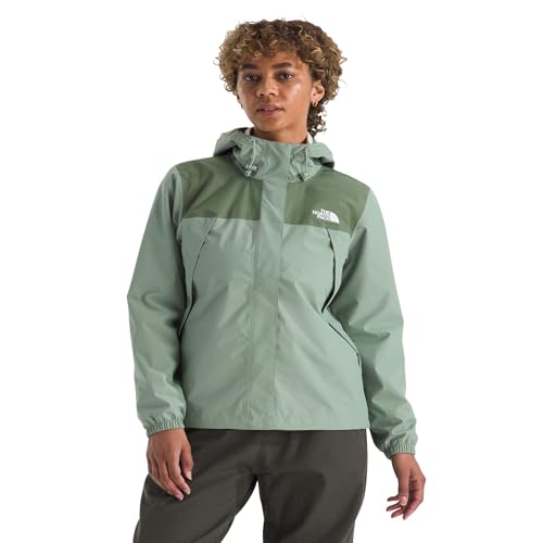 The North Face Women's Antora Jacket (Standard & Plus Size) - Waterproof & Windproof Rain Coat, Secure Zip Hand Pockets, Slate Moss/Bark Mist, Medium