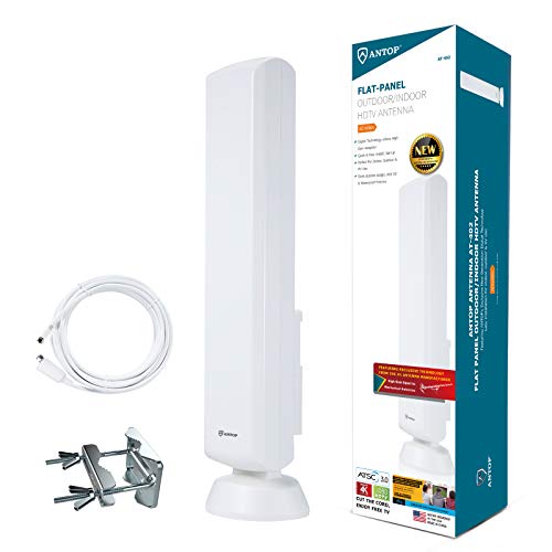 ANTOP HDTV Antenna, Outdoor TV Antenna with High Gain, Digital TV Antenna with Multi-Directional Reception, Indoor HDTV Antenna, Anti-UV Coating and Included 40ft Detachable Coaxial Cable (F1)