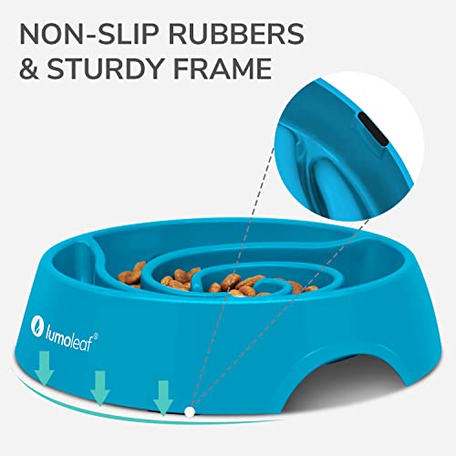Lumoleaf Slow Feeder Dog Bowls Large 4 Cups, Melamine Food Bowl, Slow Eating Pet Maze Dishes, Non-Slip Puzzle Feeder For Dry, Wet, And Raw Food (Tornado-Blue, 4 Cup) #TOP5