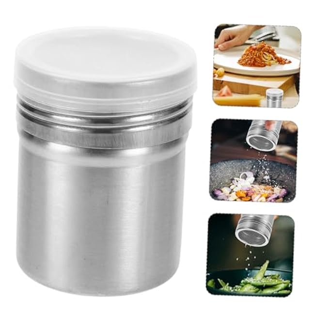 3pcs Stainless Steel Seasoning Shaker Small Powder Shaker for Spices Pepper Sugar Cocoa Moisture- Easy to Clean Kitchen Tool